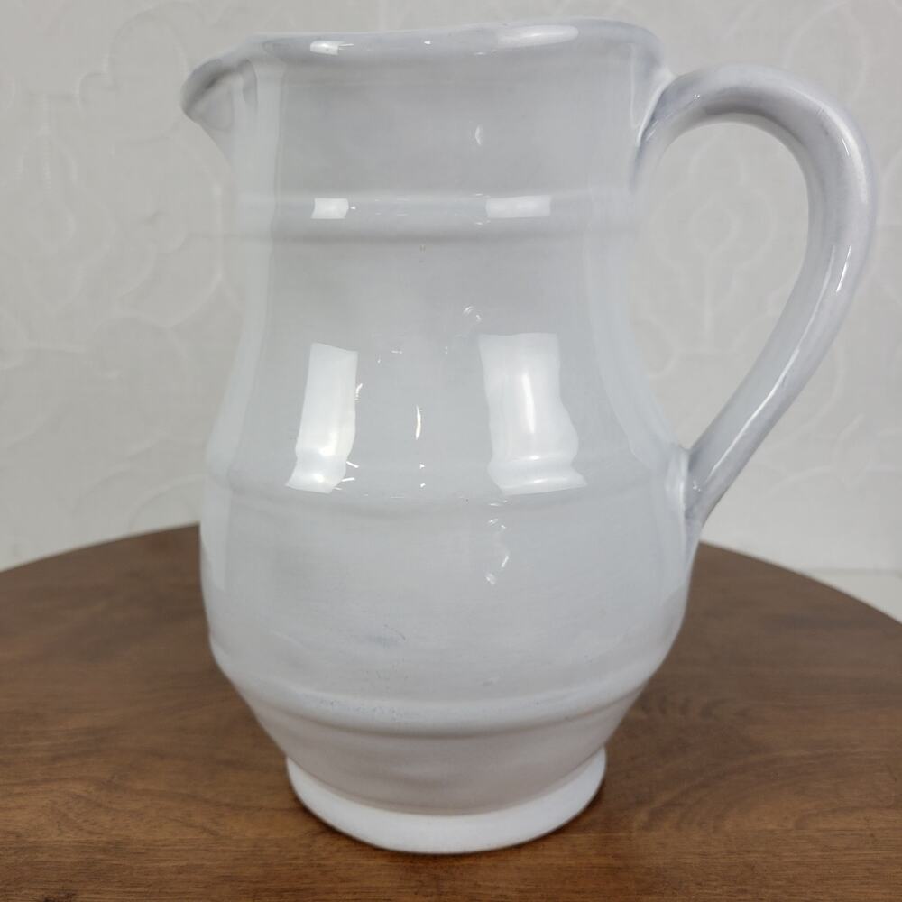 ARHAUS TABLE Water Pitcher 8" White Pottery Ceramic Vase Home Kitchen Portugal